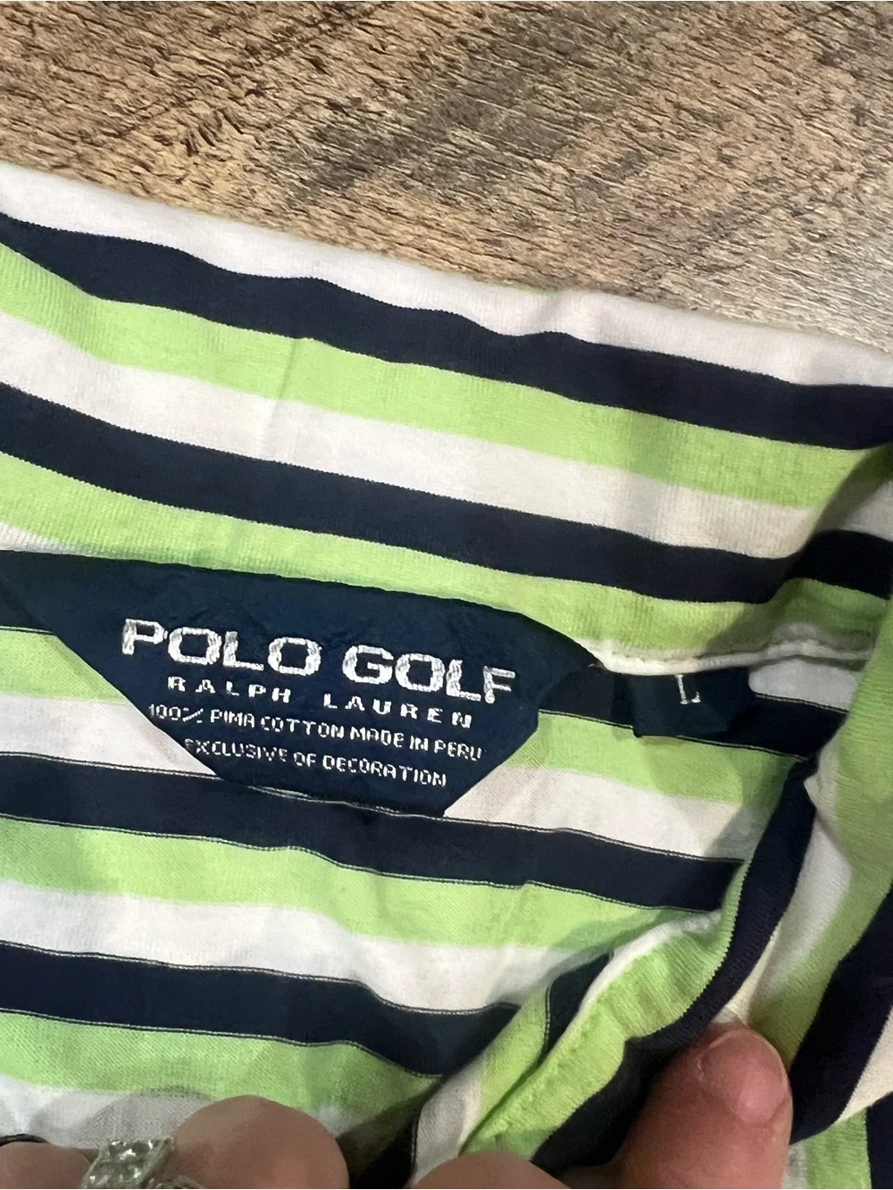 Polo by Ralph Lauren Navy, Green & White Striped Short-Sleeve Polo